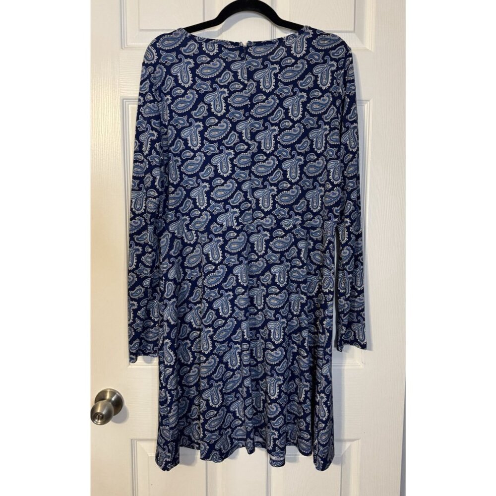 Michael Kors Dress XL Blue White Paisley Stretch Career Church Washable NEW - Picture 9 of 11